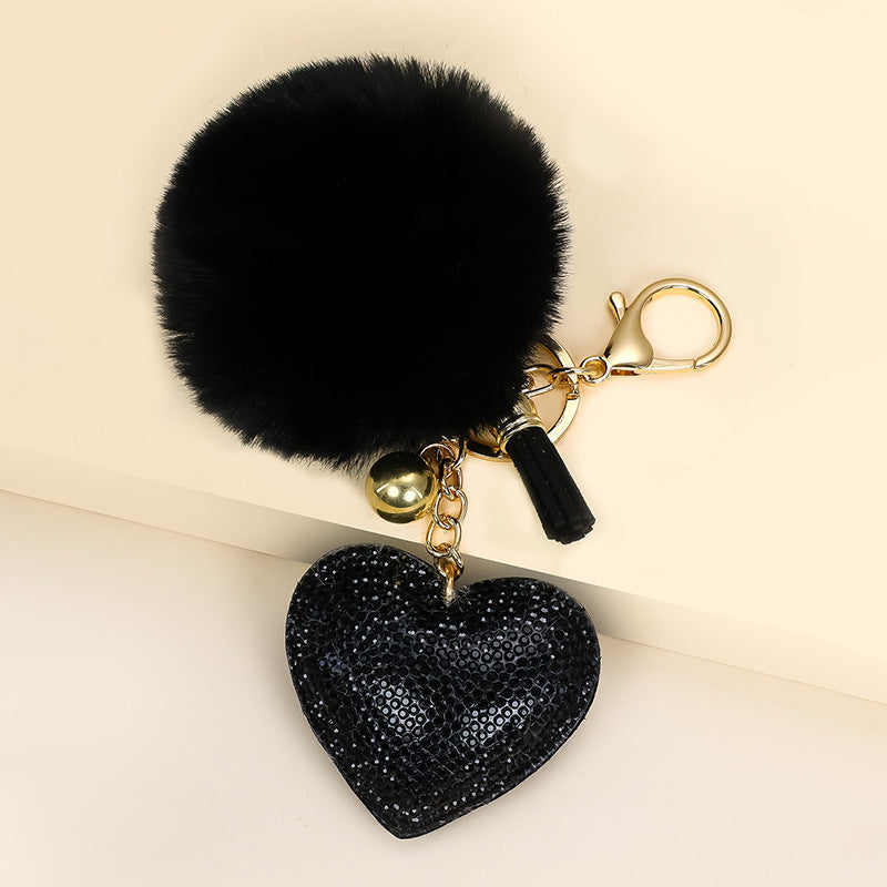 of 50pcs Velvet Inlaid Diamond Heart Tassel Zinc