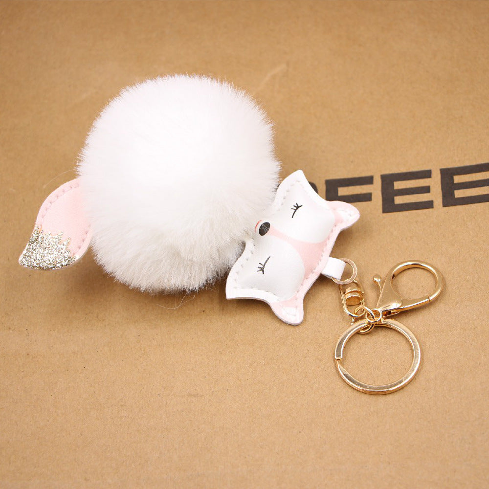 Fox Pu Leather Plush Bag Keychain