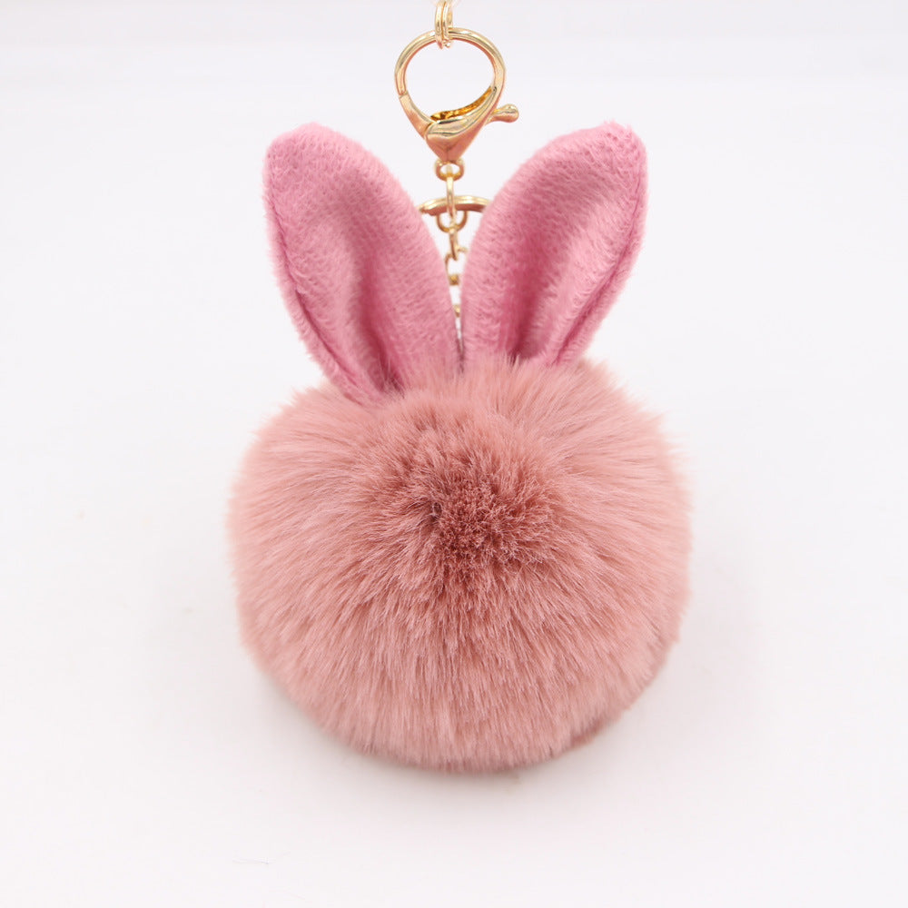 Rabbit Ears Fur Ball Keychain Plush