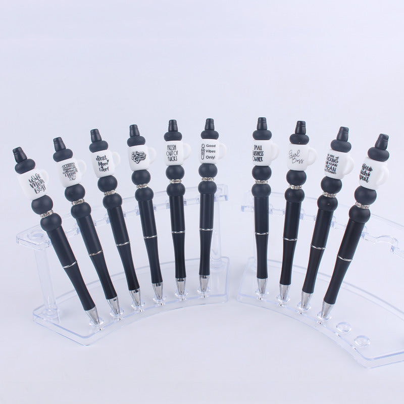 Handmade Bead Pen Cartoon Cup Silicone Ballpoint Pen