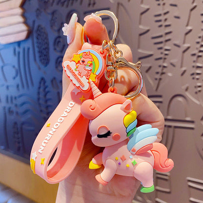 Cartoon Cute Rainbow Horse Unicorn PVC Keychain Cute Keychain