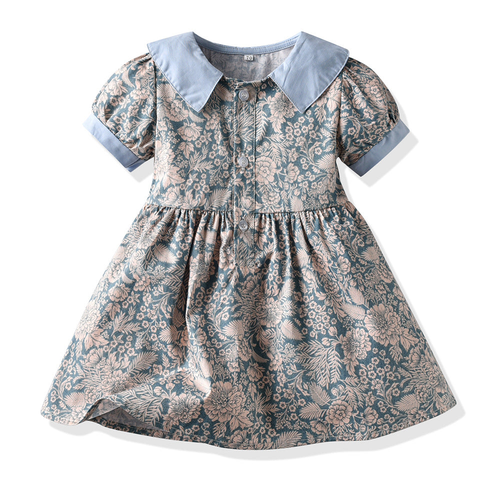 Children's Cotton Short Sleeved Printed Shirts and Suspenders