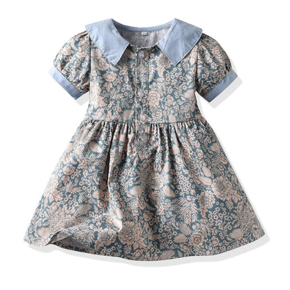 Children's Cotton Short Sleeved Printed Shirts and Suspenders