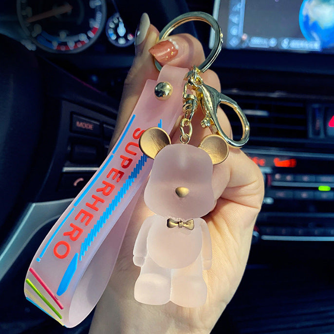 Cartoon Crystal Bow Tie Bear PVC Soft Glue Creative Keychain