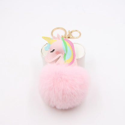 Artificial Fur Unicorn Fur Ball Keychain