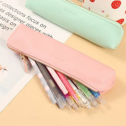 Pu Solid Color Pencil Case