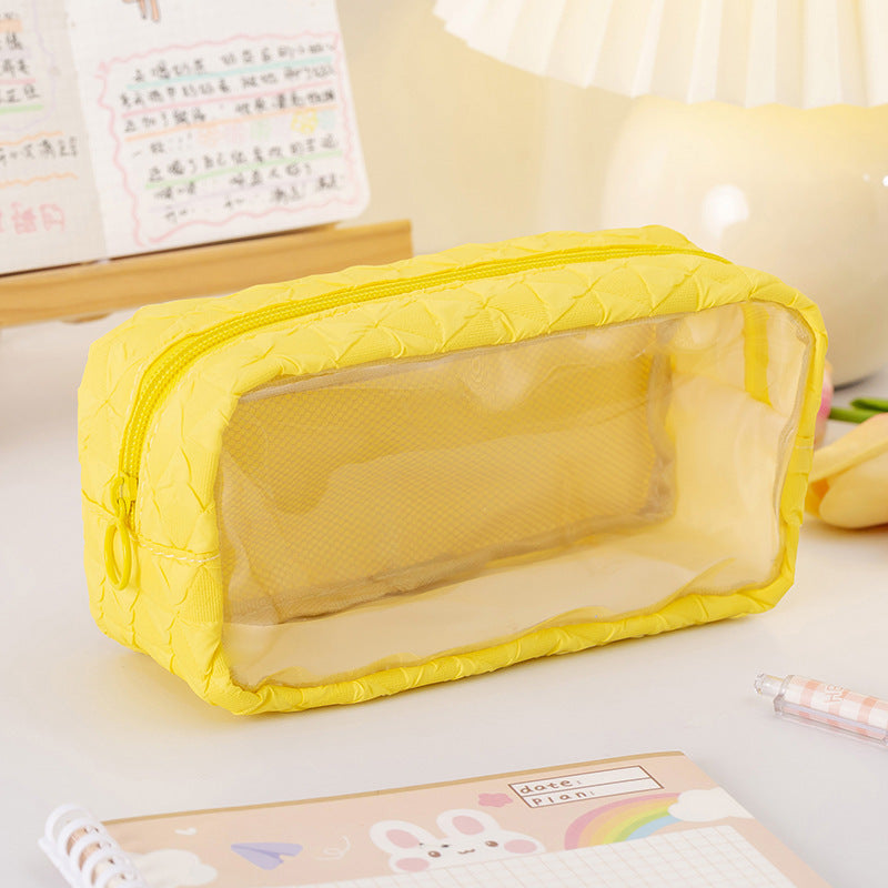 Polyester PU Large Capacity Transparent Pencil Case
