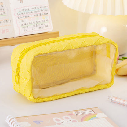 Polyester PU Large Capacity Transparent Pencil Case