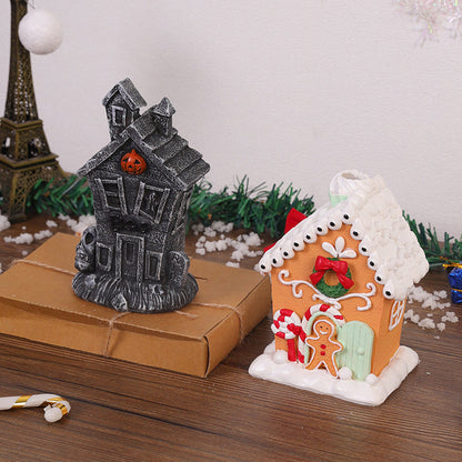 Christmas Gingerbread People's Small Houses Resin Ornaments