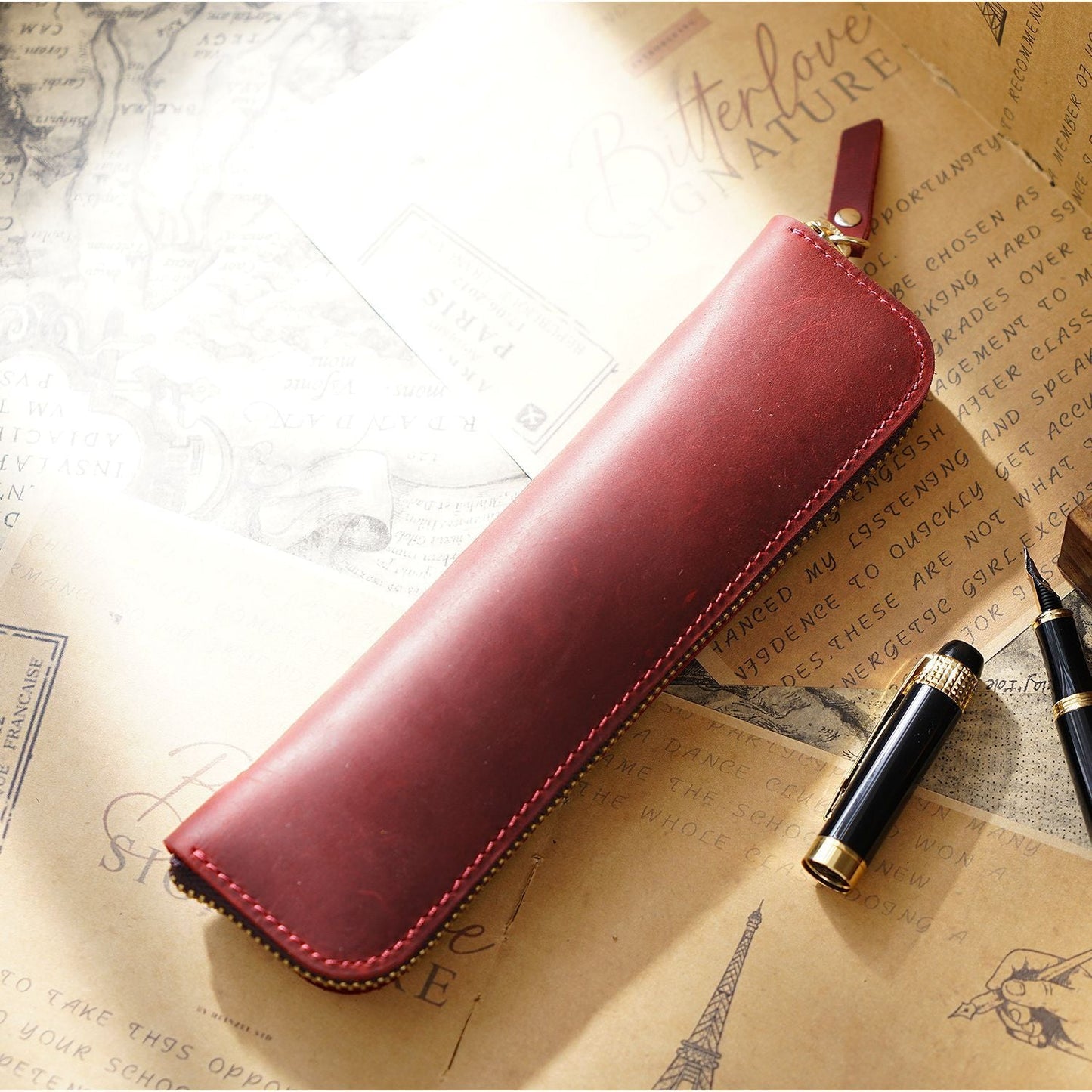 Leather Zipper Zipper Mini Small Portable Simple Pen Bag