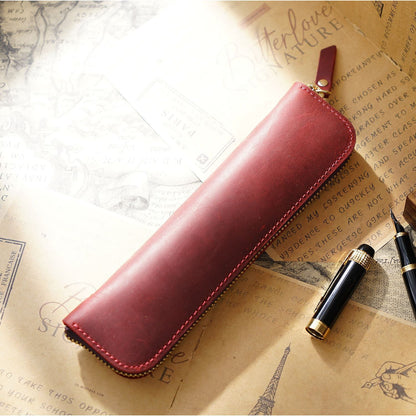 Leather Zipper Zipper Mini Small Portable Simple Pen Bag