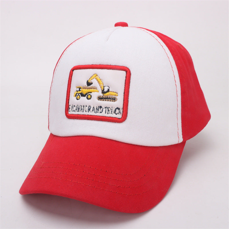 Cotton Polyester Cartoon Excavator Children's Baseball Caps