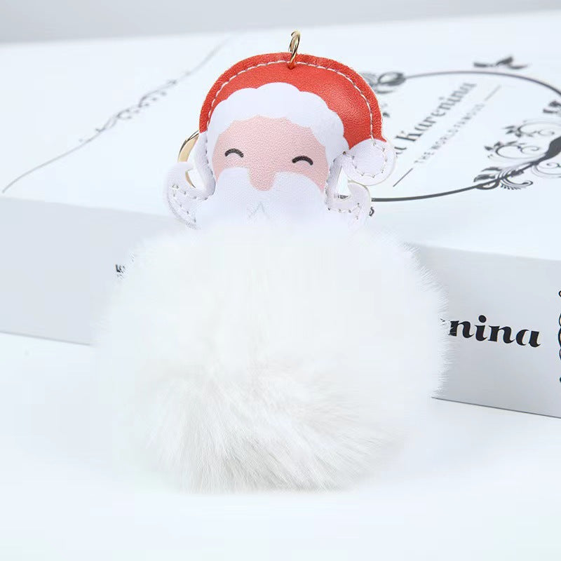 Christmas Plush Ball Santa Claus Plush Keychain