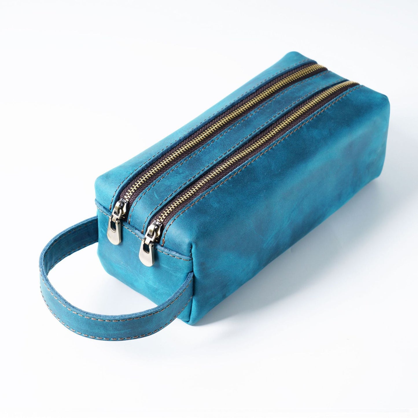 Leather Simple Large -capacity Creative Double -layer Zipper Bag