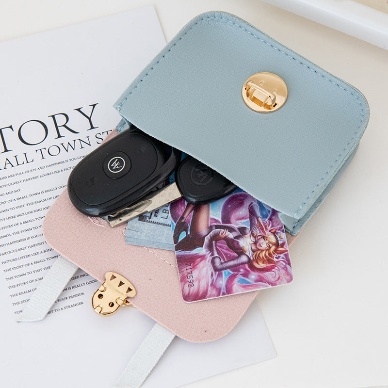 Cute Creative Mini Compact Lock Coin Bag Keychain