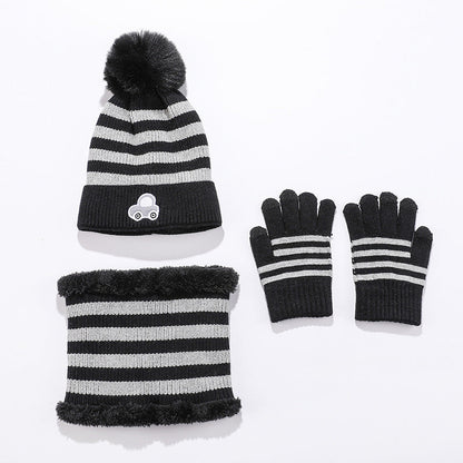 Wholesale Children's Jacquard Winter Hat Knitted Woolen Scarf Gloves Set