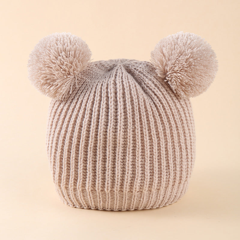 Wholesale Children's Hat Knitted Hat Set Cute Double Ball Wool Polyester Baby Hat 10pcs