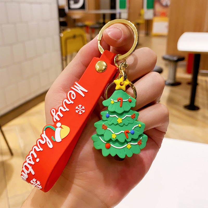 Christmas Cartoon PVC Soft Rubber Elk Snowman Keychain