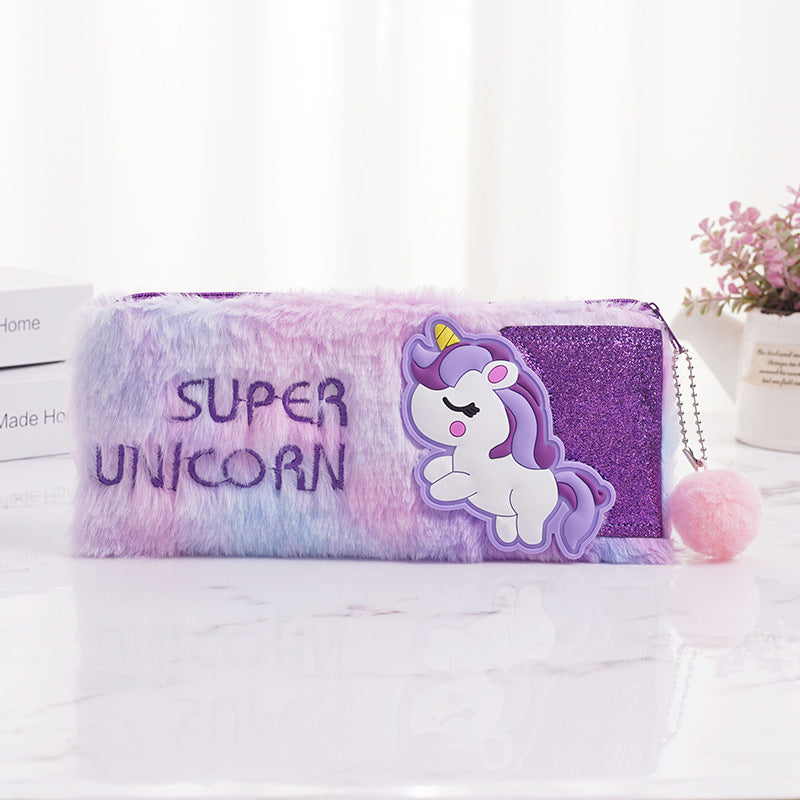 Unicorn Colorful Plush Pen Bags
