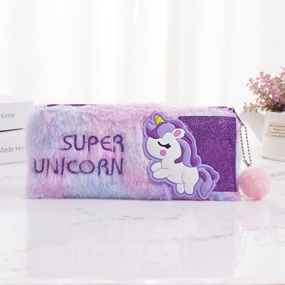 Unicorn Colorful Plush Pen Bags