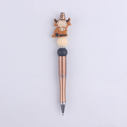 Handmade Beaded Pen Cartoon Animal Cow Silicone Beaded