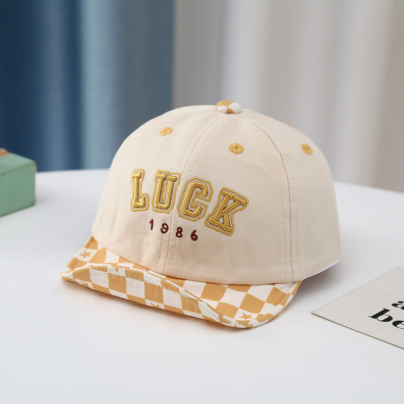 Toddler Embroidered Plaid Letters Visor Baseball Cap