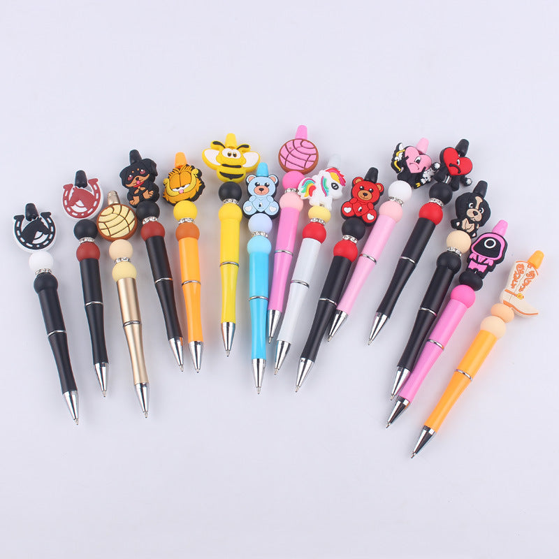 Cartoon Silicone Animal Bee Dog Beadable Silicone Ballpoint