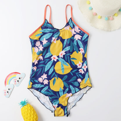 One Piece Leopard Pattern Baby Girl High Elastic Swimwear