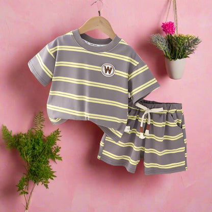 Boys Summer Casual Short Sleeved Shorts Cotton Set