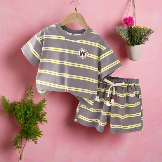 Boys Summer Casual Short Sleeved Shorts Cotton Set