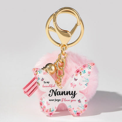 Floral Butterfly Keychain Unique Plush Pom Poms