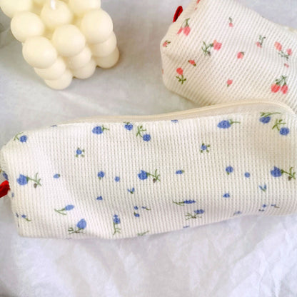 Simple Large Capacity Small Floral Polyester Pencil Case