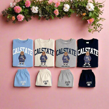 Cotton Children's Baby Bear Pullover Sweatpants Two-piece Set