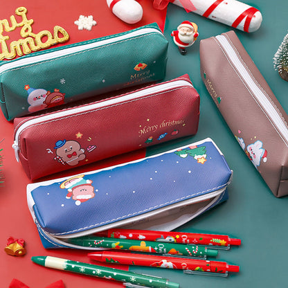 PU Christmas Cartoon Pencil Bag