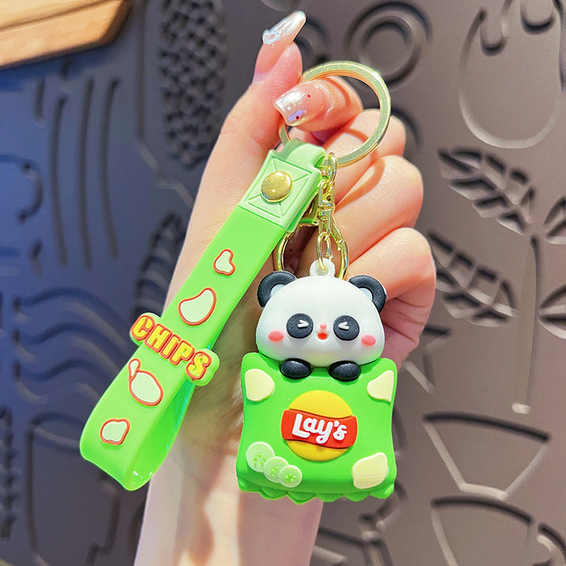 Cartoon Pig Panda PVC Soft Glue Keychain