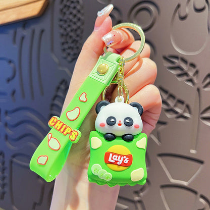 Cartoon Pig Panda PVC Soft Glue Keychain