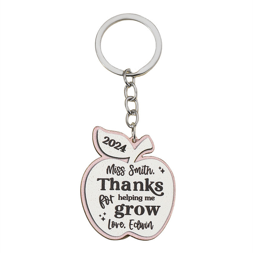 Graduation Season Apple Teacher Wooden Keychain