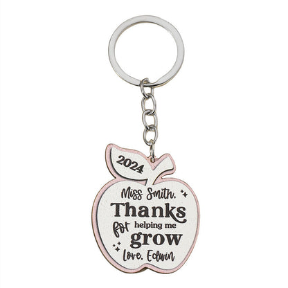 Graduation Season Apple Teacher Wooden Keychain