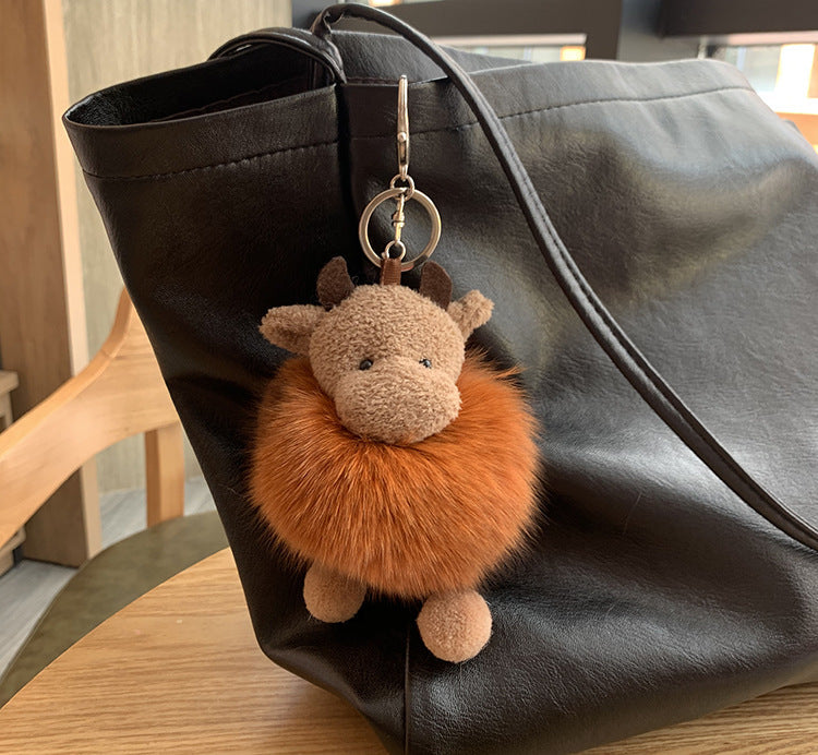Cute Cow Plush Keychain