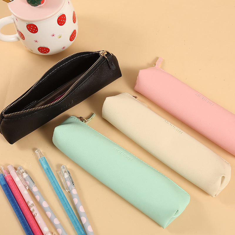 Pu Solid Color Pencil Case