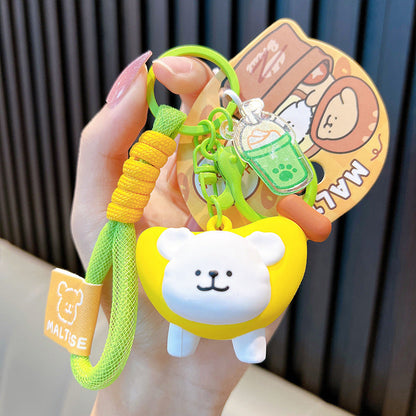 Donut Line Puppy Resin Keychain Cute Keychain