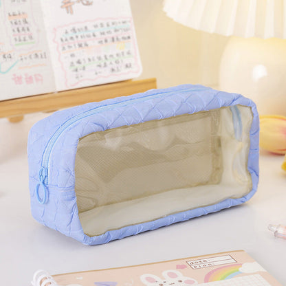 Polyester PU Large Capacity Transparent Pencil Case
