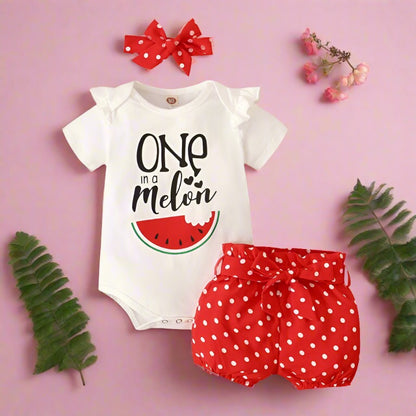 Summer Watermelon Short-sleeved Top Shorts Three-Piece Suit