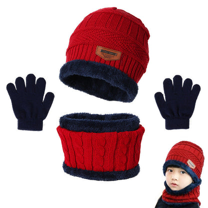 Wholesale of New Plush Necklaces Factory, Warm Children's Acrylic Hats, Scarves, and Gloves, 3-piece Set