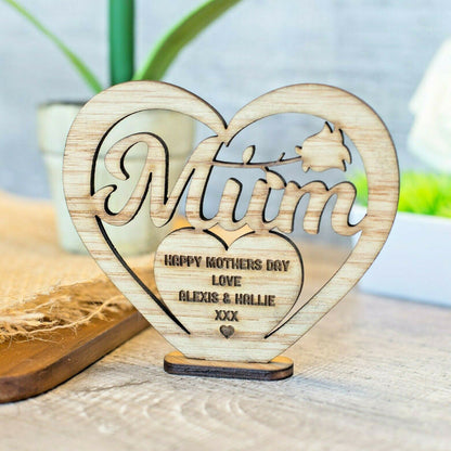 Mother's Day Wooden Carved Heart-shaped Hollow Letter Ornaments