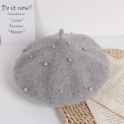 Wholesale Autumn and Winter Pearl Children's Beret Pearl Hat