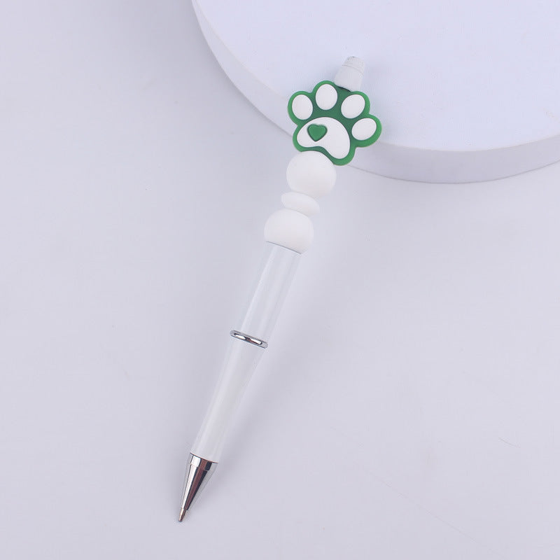 Handmade Bead Pen Cartoon Dog Paw Silicone Ballpoint