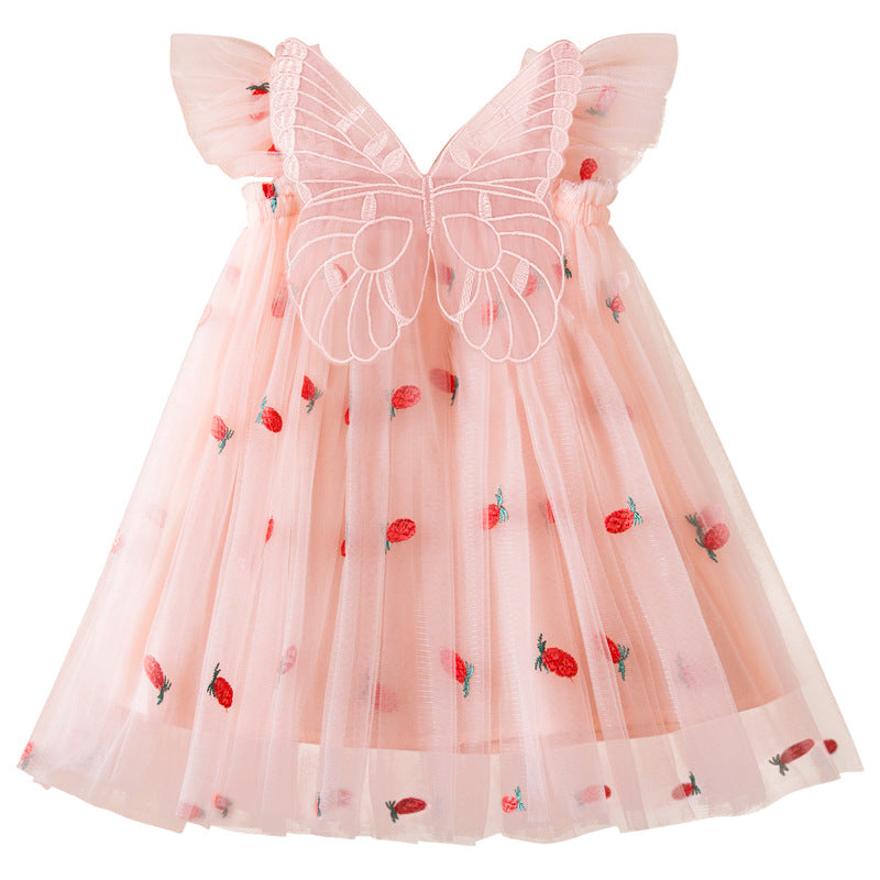 Polyester Children's Embroidered Mesh Dresses