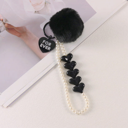 Colorful Love Fur Ball Beaded Keychain