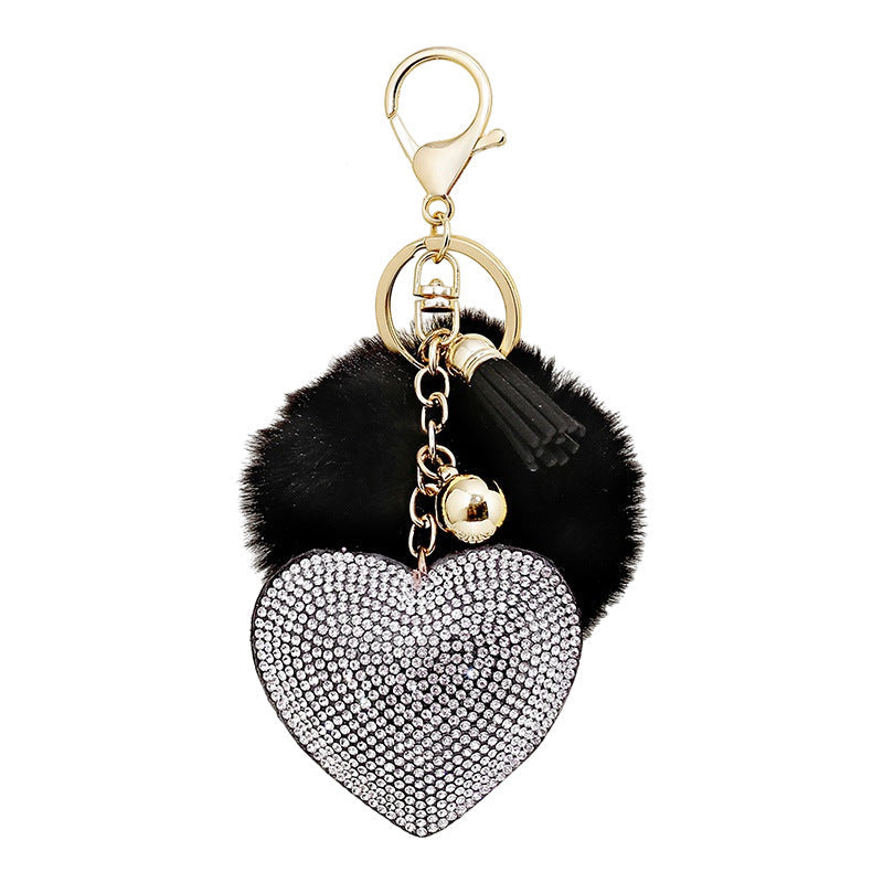 of 50pcs Velvet Inlaid Diamond Heart Tassel Zinc